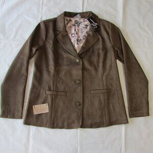 Cruel Denim Women's LG Faux Suede Concho Button Blazer Suit Jacket Brown